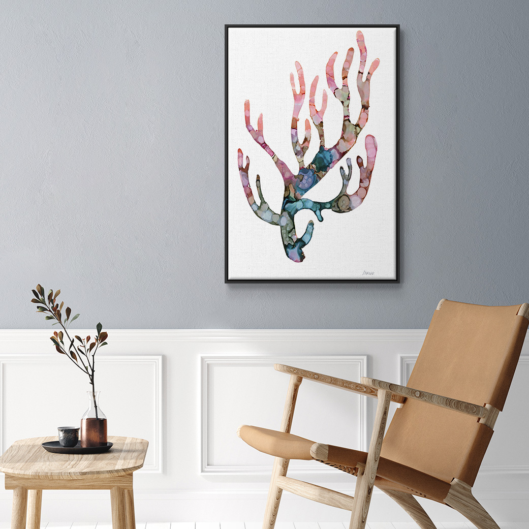 Sea Coral II Framed Premium Gallery Wrapped Canvas - Ready to Hang - 25 x 37 - Black Floating Frame