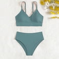 thumbnail image 2 of Ticikt Girls Two-Piece Bikini Swimsuit, Solid Color V-Neck Bathing Suit for Kids 8-16 Years, 2 of 4