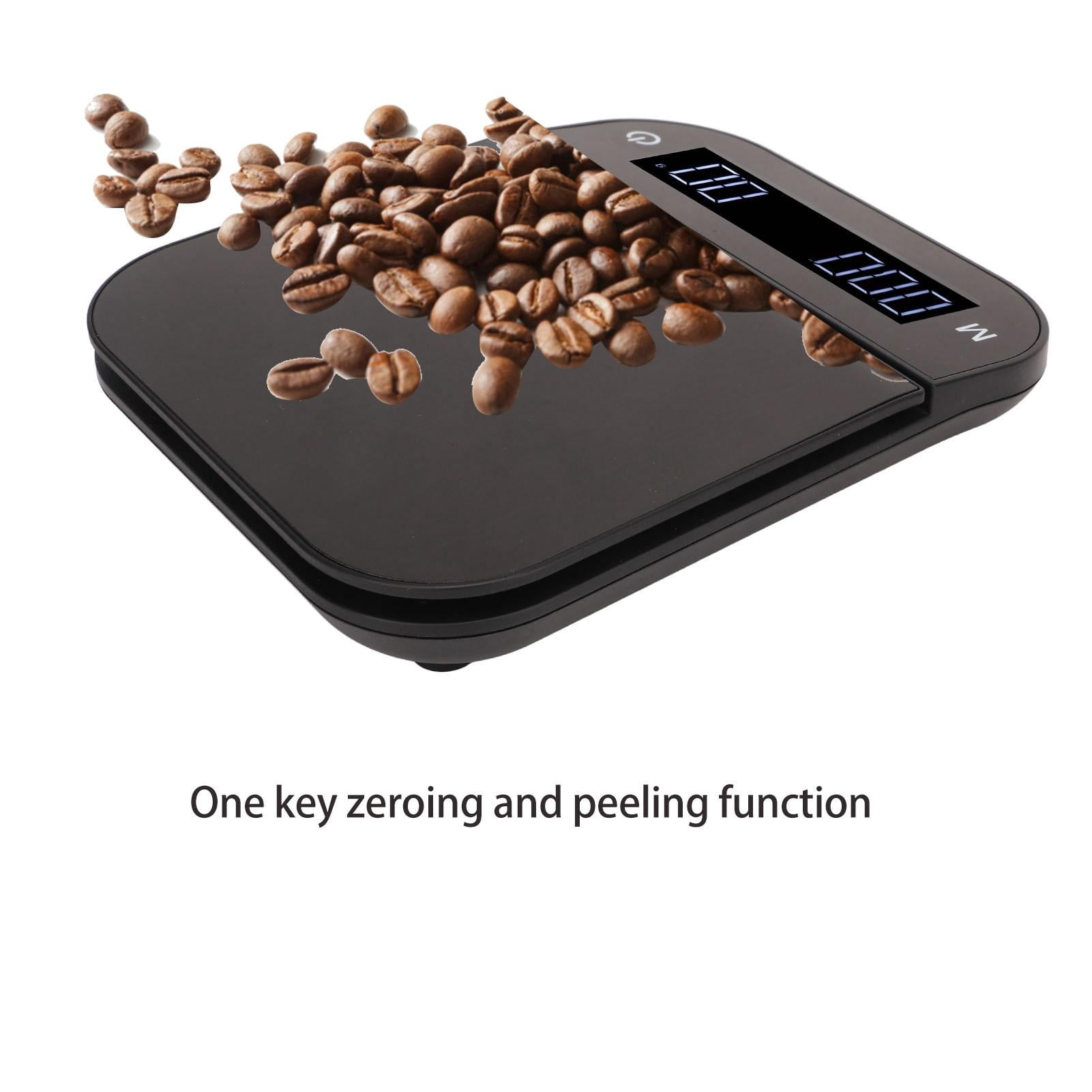 YAHHU Electric Kitchen Food Scale 5kg/0.1g High Precision Digital Coffee Weighing Scale with Waterproof Timing PC Function, Flat Surface, Perfect for Baking Cooking, Black