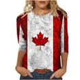 thumbnail image 1 of Mujeres 3/4 Manga Tops Y Blusas Canadá Impresión Cuello Redondo Suéter, Top de Moda Casual, Tops de Moda de las Mujeres, 1 of 5