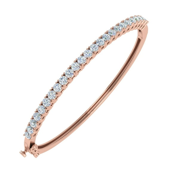 2 1/5 Carat Diamond Womens Bangle Bracelet in 14K Rose Gold (I1-I2 Clarity)