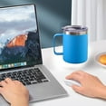 thumbnail image 5 of Vaso con aislamiento al vacío y tapa de acero inoxidable, taza de café con asa, 5 of 5