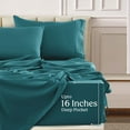 thumbnail image 6 of Lux Decor Collection Twin Bed Sheets Set 4 Piece - 16 Inch Deep Pocket Microfiber Sheets - Teal, 6 of 8