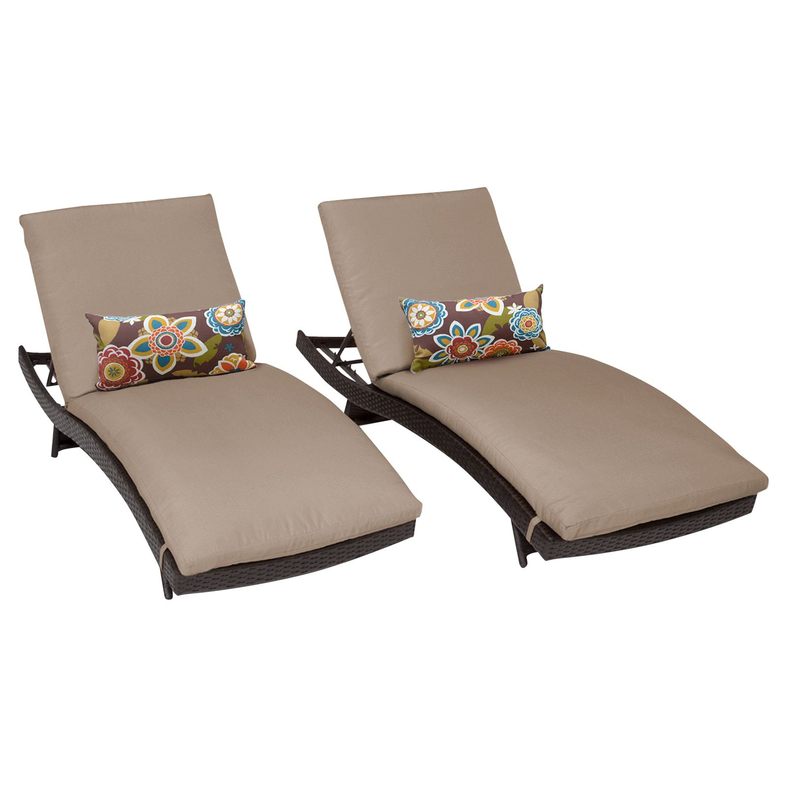 TK Classics Barbados Wicker Curved Patio Chaise Lounge - Set of 2 with Optional Table - Walmart.com