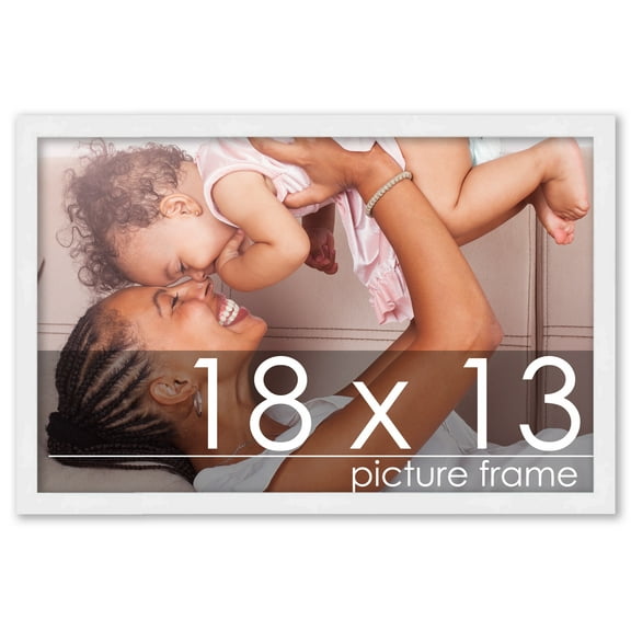 18x13 White Wood Picture Frame - UV Acrylic, Foam Board Backing, Hanging Hardware