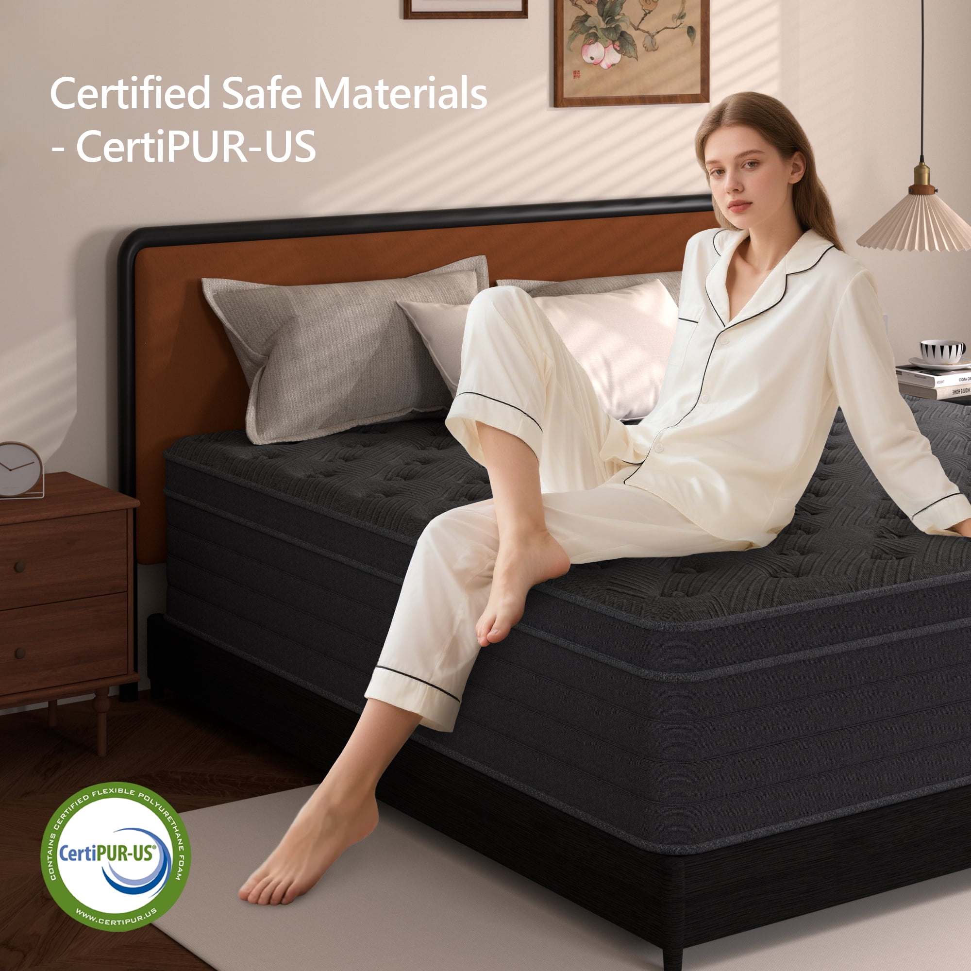 12 Inch Queen Size Mattress,Gray Cooling Gel Memory Foam Mattress in a Box, Individual Pocket Spring Hybrid Mattress,Pressure Relief, CertiPUR-US
