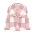 thumbnail image 5 of Fanxing Women's Fall Plaid Coats Brushed Shacket Jackets Flowy Cardigans Outwear Lightweight Cozy Lapel Tops Vacation Pink,S, 5 of 6