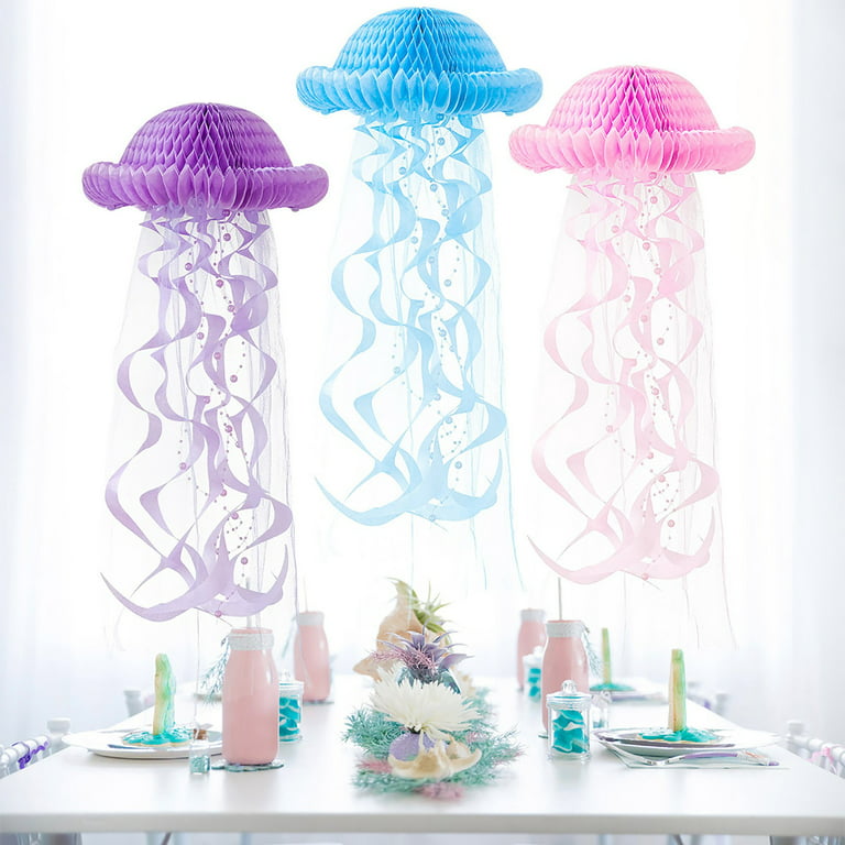 Meuva Hanging Jellyfish Paper Lantern Party Decoration Hanging Wishes  Lantern Under Sea Themed Birthday And Bead Garland Centerpieces for Wedding