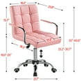 thumbnail image 6 of Yaheetech Modern Height Adjustable PU Leather Office Chair, Pink, 6 of 8
