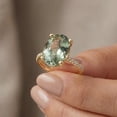 thumbnail image 5 of Pompeii 5 3/4Ct Oval Green Amethyst Diamond Side Halo Ring 14k Yellow Gold Lab Grown, 5 of 6