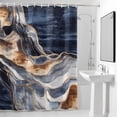 thumbnail image 4 of Abstract Blue Brown Wave Fabric Shower Curtain Modern Art Washable Shower Curtains for Bathroom, Waterproof Bath Curtain with Hooks Home Decor 72x84in, 4 of 8