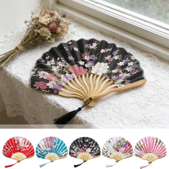 Wzzjkit Folding Hand Fan With Colorful Floral Pattern Classical Style Folding Fan for Party Dancing Wedding and Home Decoration