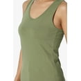 thumbnail image 5 of TheMogan Women's Basic Scoop Neck Racerback Stretch Cotton Tank Top Sleeveless Sporty Tee Dusty Olive L, 5 of 7