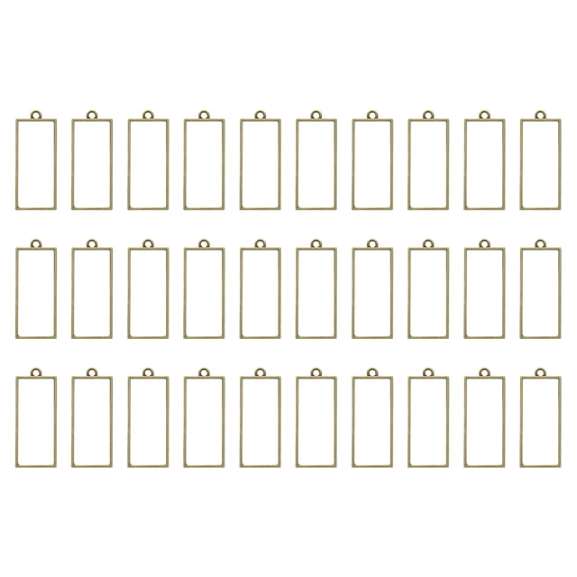Unique Bargains 30pcs Open Bezels, Resin Bezels Pendants Mold Open Back Bezels Alloy for Resin Jewelry Making, Rectangle, Bronze