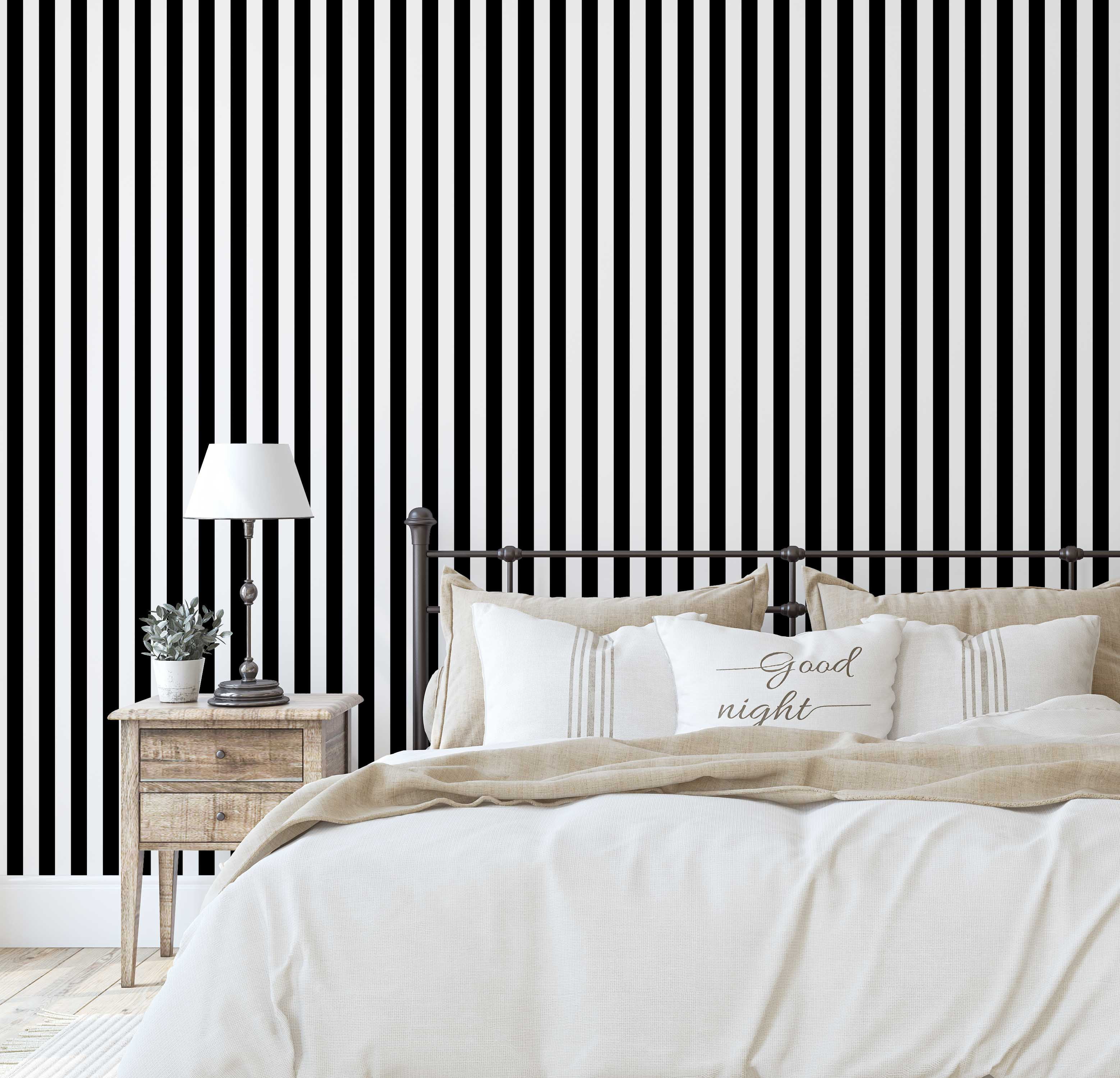 S4Sassy Self Adhesive Wallpaper, Black Vertical Stripes Wallpaper, Removable DIY Vinyl Wall Covering, Textured Peel & Stick Contact Paper for Entryway Accent Wall, Easy Home Decor Solution(25"x120")