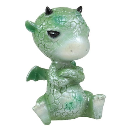 Ebros Fantasy Green Grumpy Baby Dragon Mini Statue 2.75