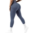 thumbnail image 5 of HEILAU High Waisted Leggings for Women Knitted Rib Peach Hip V Waist High Stretch Yoga Pants Leggings for Women Tummy Control Navy M, 5 of 5