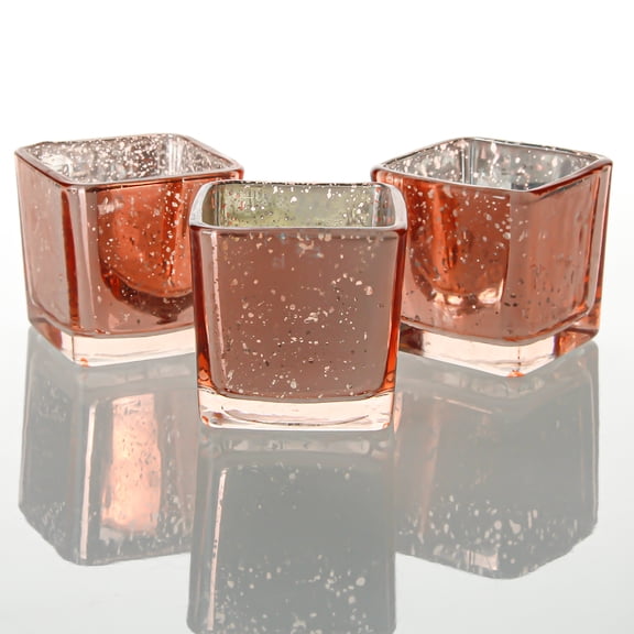Richland Rose Gold Mercury Square Votive Holder Set of 12