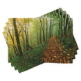 thumbnail image 1 of Ambesonne Nature Place Mats Set of 4, Forest Path View, Standard Size, Green Yellow, 1 of 6