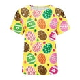 thumbnail image 5 of Daisyyozoid Chandail de Pâques Drôle pour Femmes, Imprimé d'Oeufs Colorés, Blouse Décontractée et Amusante à Manches Courtes, 5 of 5