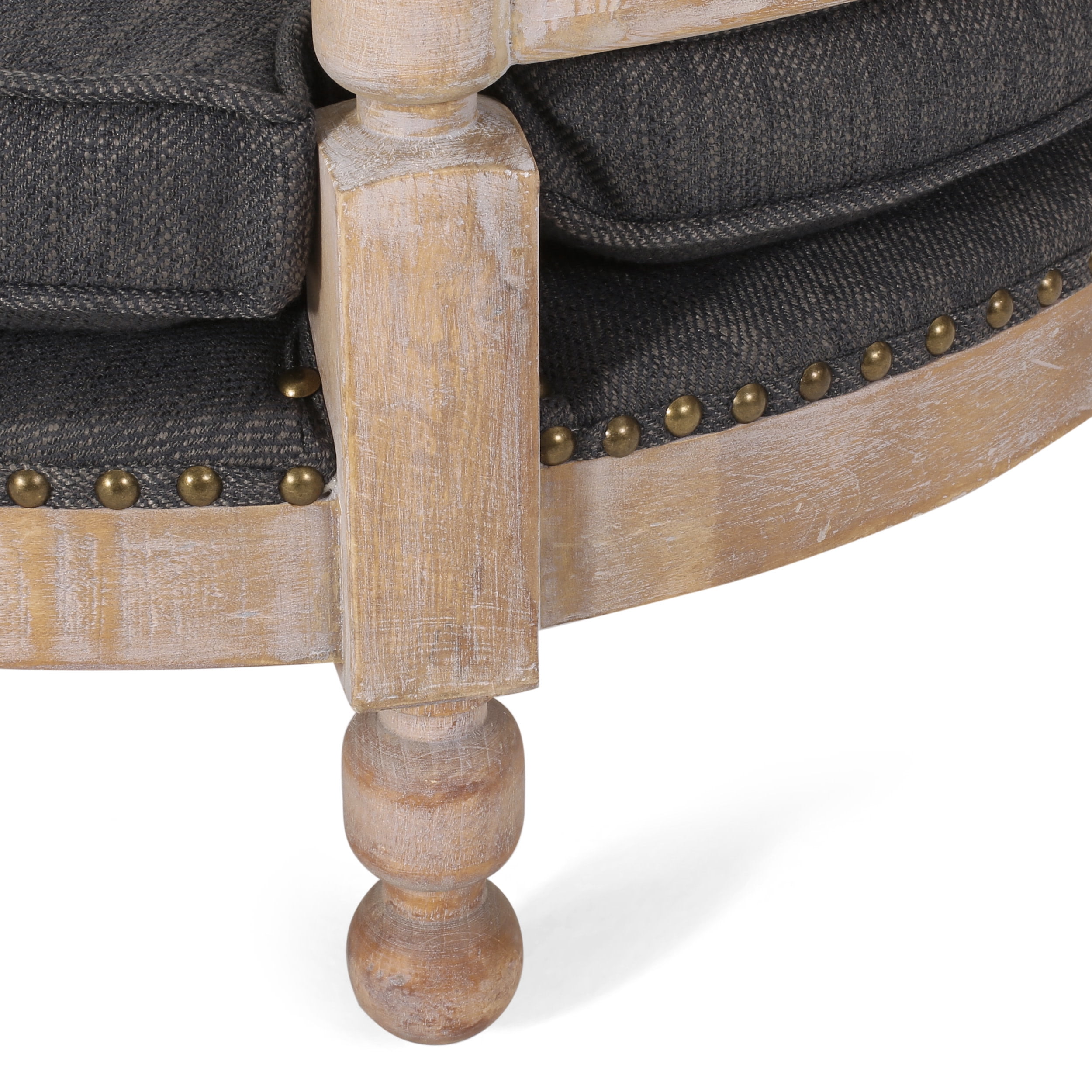 Noble House Rex Fabric and Wood Frame Medium Pet Bed, Charcoal and Antique Natural