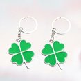 thumbnail image 3 of 2pcs Four Leaf Clover Keyring Beautiful Metal Keychain Pendant for Purse Bag Key (Green), 3 of 6