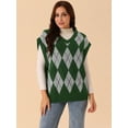 thumbnail image 3 of DARING DIVA Plus Size Contrast Color Sweater Vest Knit Pullover S Dark Green, 3 of 5