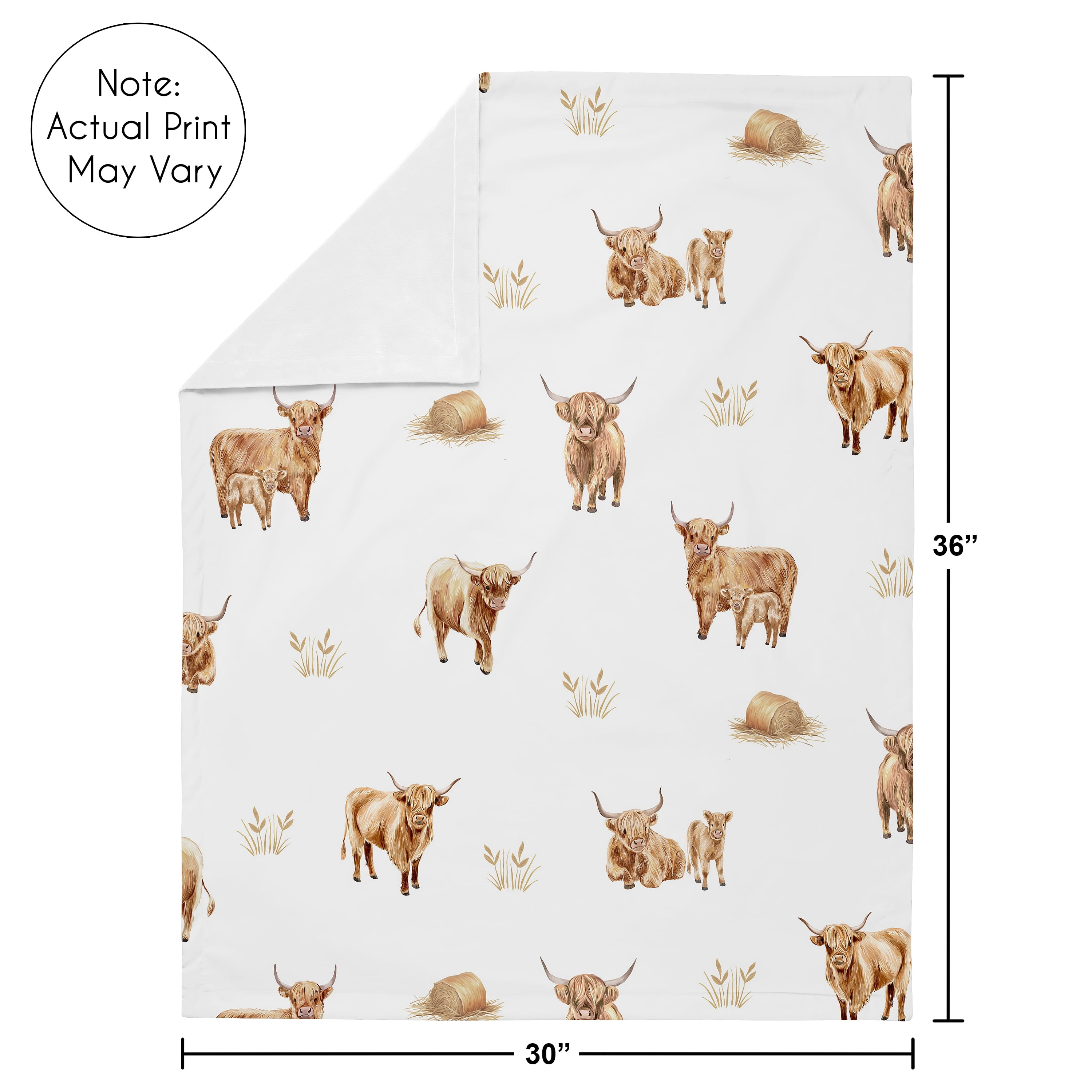 Sweet Jojo Designs Boho Highland Cow Boy, Girl, Unisex/Gender Neutral Baby Receiving Security Blanket