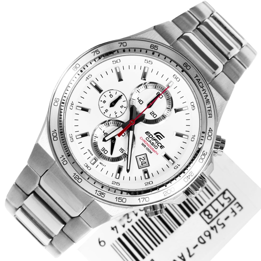 edifice white dial chronograph watch