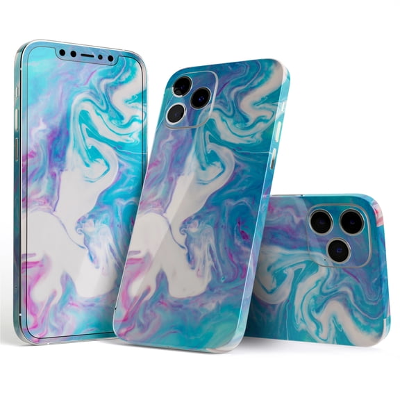 DesignSkinz Marbleized Blue Paradise V45 Full-Body Skin Decal Wrap Cover for iPhone 16