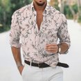 thumbnail image 2 of Playeras Y Camisas Para Hombre Casual Hombres Solapa suelta Estampado geométrico Manga larga Puños Botón Puerto Estilo Floral Camisa Playa Hawaiianss Verano Top (Pink, 3XL), 2 of 3