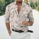 thumbnail image 2 of Playeras Y Camisas Para Hombre Casual Hombres Solapa suelta Estampado geométrico Manga larga Puños Botón Puerto Estilo Floral Camisa Playa Hawaiianss Verano Top (Pink, M), 2 of 3