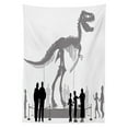 thumbnail image 3 of Ambesonne Dinosaur Tablecloth Rectangular Table Cover, People Look at T-Rex, 52"x70", Dimgrey Black White, 3 of 4