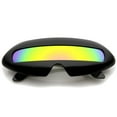 thumbnail image 2 of zeroUV Unisex Futuristic Costume Single Shield Colored Mirror Lens Novelty Wrap Sunglasses 70mm (Black / Yellow Mirror) - 70mm, 2 of 5