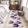 thumbnail image 3 of Purple Tulip Runner Rugs 2x6 ft Minimalist Modern Flower Art Linen Background Washable Hallway Rugs Non-Slip Floor Mats Absorbent Carpet Bedside Runners for Bedroom Kitchen Bathroom Laundry Room, 3 of 9
