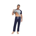 thumbnail image 3 of ANLIQI Men's Pajama Sets Short Sleeve Top & Pant Soft Bamboo Rayon Pjs Set Lounge Sleepwear for Men (Navy Blue L), 3 of 8