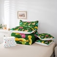 thumbnail image 6 of Feelyou Funny Cartoon Dino Bedding Comforter Set 7pcs for Kids, Cute Dinosaur Lover King Bedding Sets, Leaf Plant Botanical Reversible Bed Sheets, Microfiber Bedroom Decor, 6 of 8