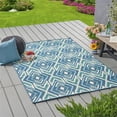 thumbnail image 4 of Noble House Myrtle 90x63" Indoor/Outdoor Fabric Geometric Area Rug in Navy/Green, 4 of 13