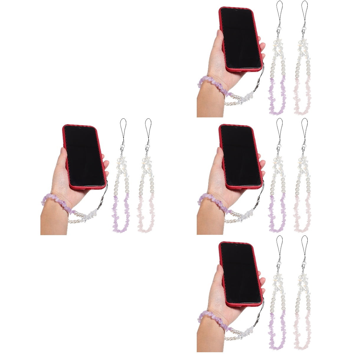FRCOLOR 8 Pcs Charm Chains Crystal Stones Beads Lanyards Wrist Straps -Lost Strings Bracelets Accessories