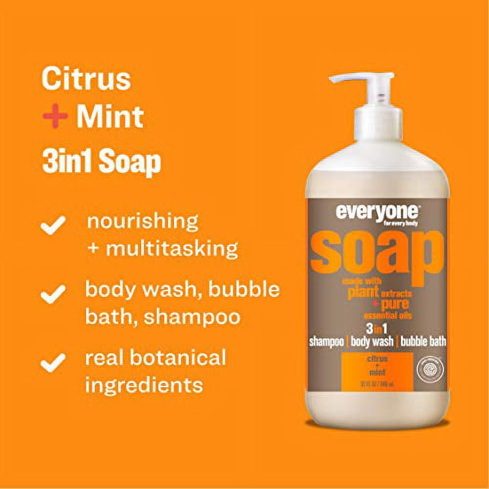 Everyone 3-in-1 Soap: Shampoo, Body Wash, and Bubble Bath, Citrus and Mint, 32 Ounce, 2 Count
