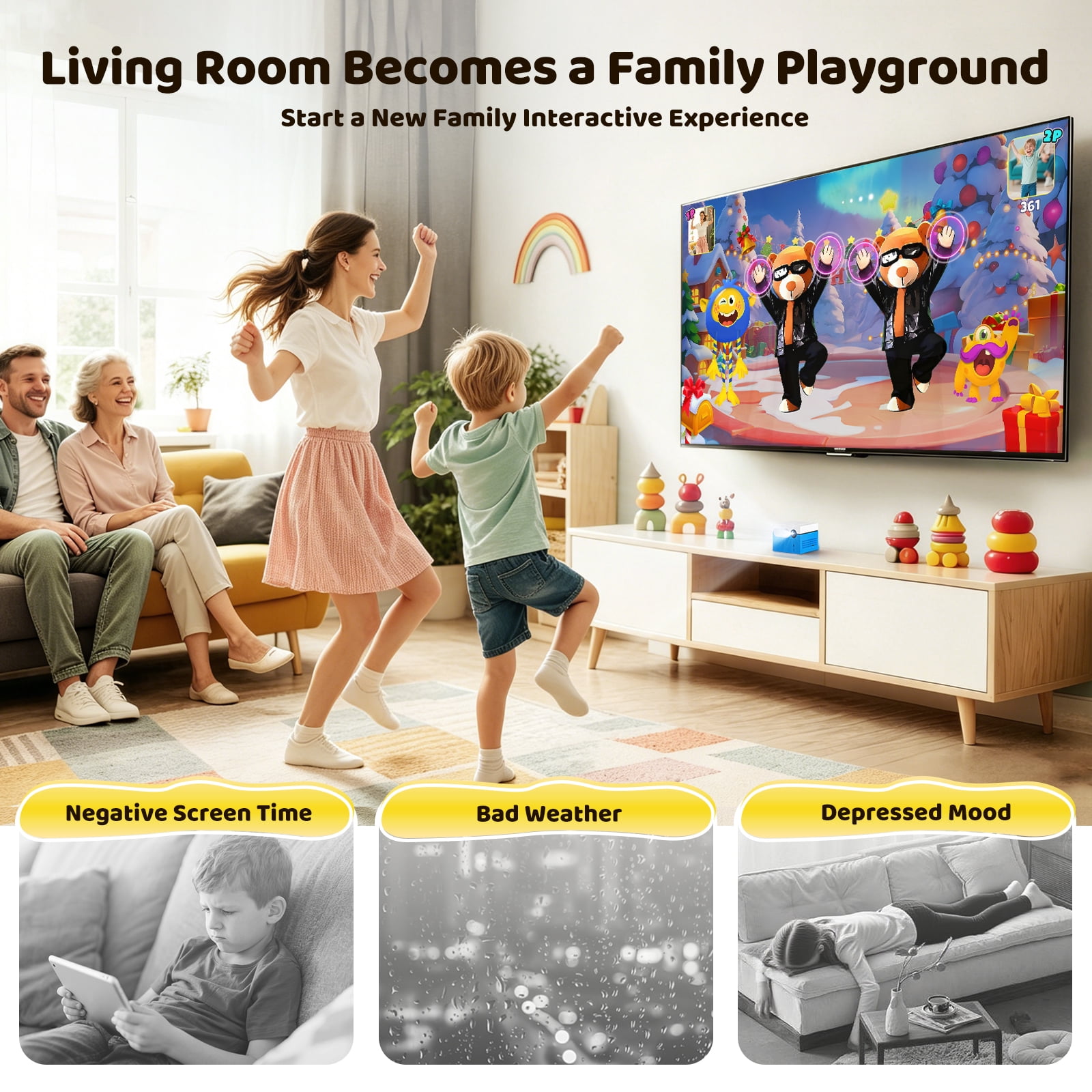KINHANK MotionX Video Game Consoles with 40+ Games for Kids & Families,Continuous updates,Plug & Play,Indoor Active Play System