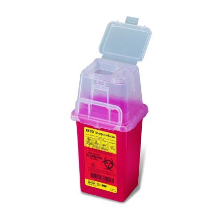 Phlebotomy Sharps Container 1Piece 9H X 4.5W X 4D Inch 1.5 Quart Red Base Vertical Entry Lid (36/CA)