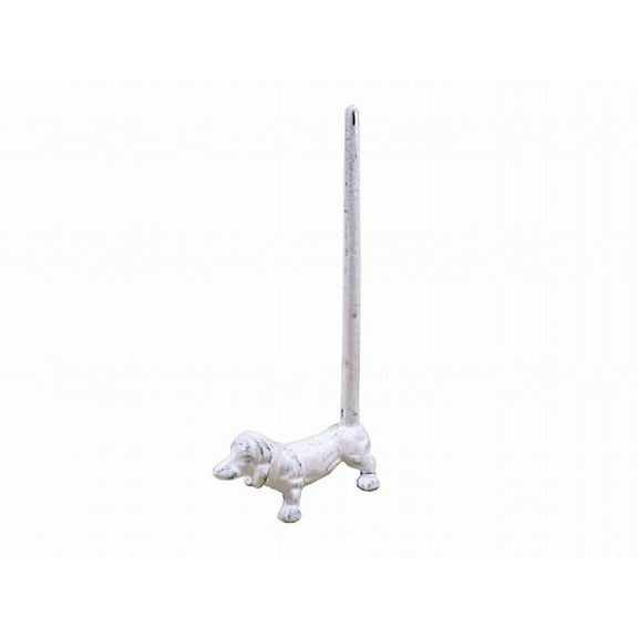 Hampton Nautical Whitewashed Cast Iron Dog Paper Towel Holder 12" - Antique Cast Iron - Animal T