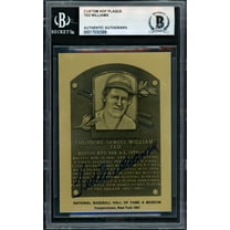 Ted Williams Autographed 1981 Hall of Fame Metallic Plaque Card Boston Red Sox Beckett BAS #17830389