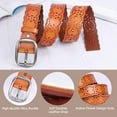 thumbnail image 3 of Women’s Hollow Flower Leather Belt for Jeans Pants Wide Belt for Ladies, 3 of 6