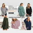 thumbnail image 5 of SWQZVT Hoodies for Women Long Sleeve V Neck Hooded Sweatshirts Casual Oversized Button Up Side Slit Women Pullover XL, 5 of 8