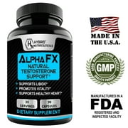 AlphaFX Testosterone Booster Estrogen Blocker Supplement for Men with Tribulus Terrestris, Increased Energy, Stamina, Strength - 180 Capsules (2-Pack)