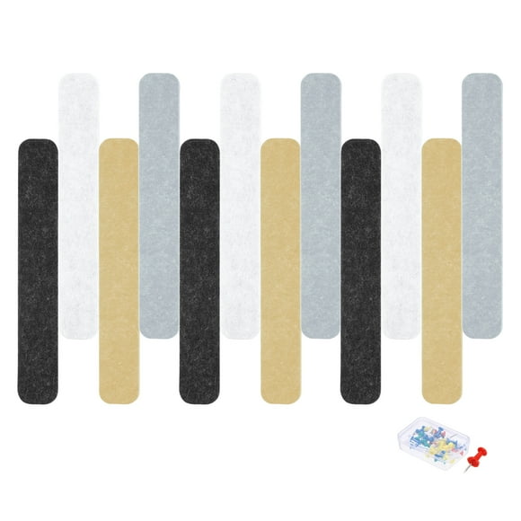 Uxcell 12 Pcs B1 Rectangle Acoustic Panels 12.99'' x 2.01'' with Push Pins Black White Bright Gray Dark Brown