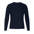 thumbnail image 3 of Men's Crewneck Pullover Sweater Waffle Textured Knit Baggy Sweatshirts Casual Long Sleeve Trendy Athletic Workout Tops (XL, Dark Blue), 3 of 5