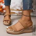 thumbnail image 4 of TANGQIOP Women'S Platform Wedge Sandals with Jute Rope Sole Slide On Shoes Open Toe Solid Adjustable Strap Summer Dressy Brown 39, 4 of 9